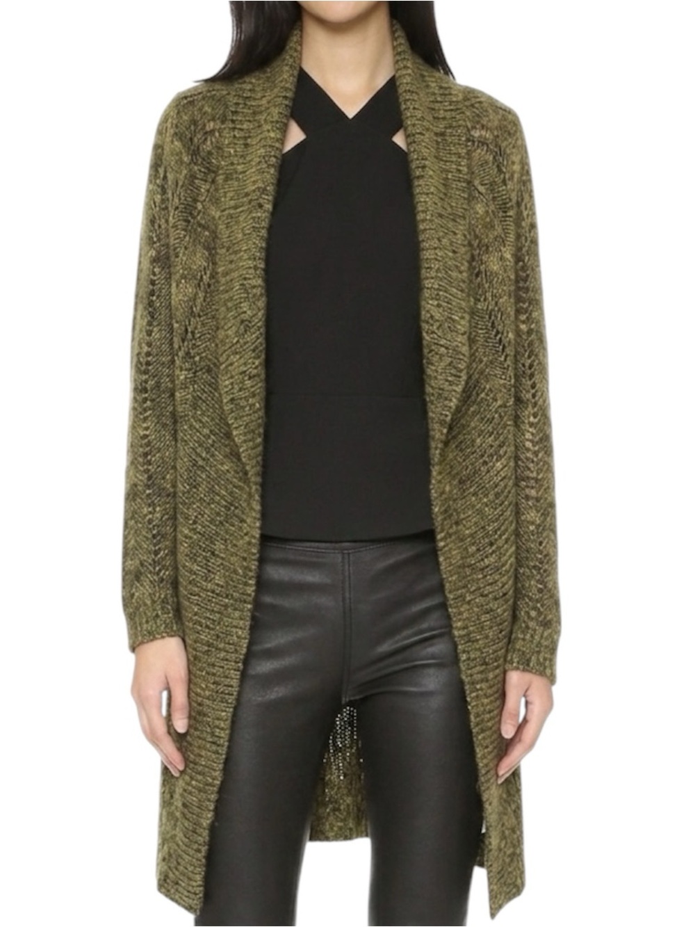 Le Chateau Olive Green Mohair Cardigan Sweater Size S-M